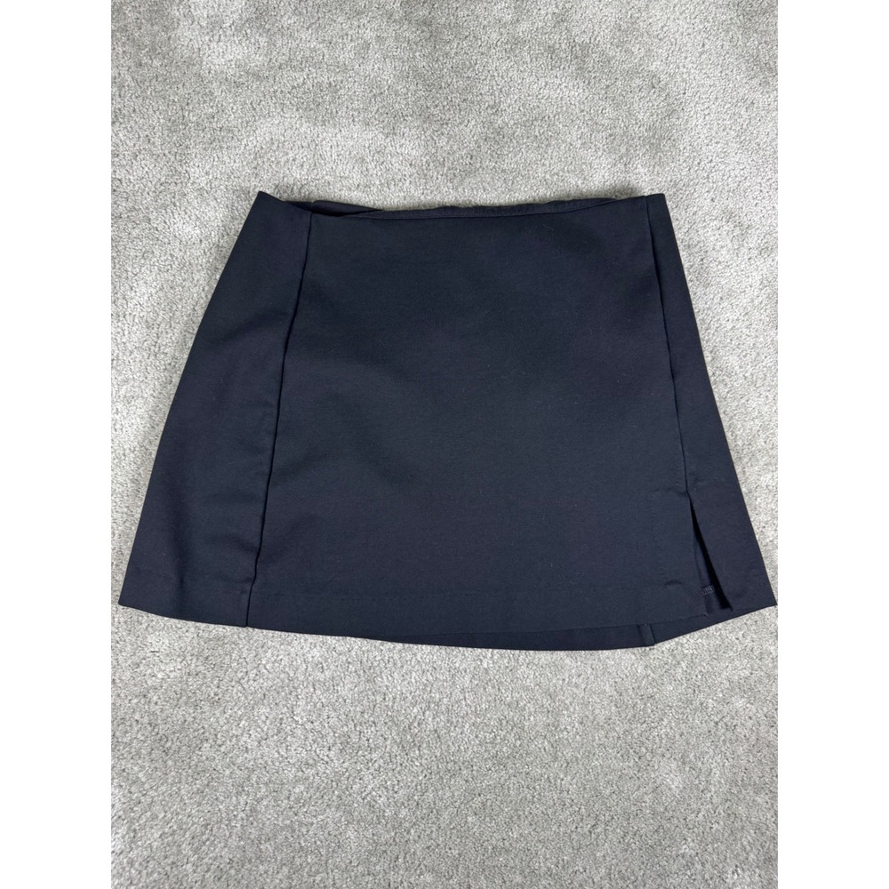 Maeve Anthropologie Black Mini Skirt Side Slit Ponte Knit A-Line Size Large